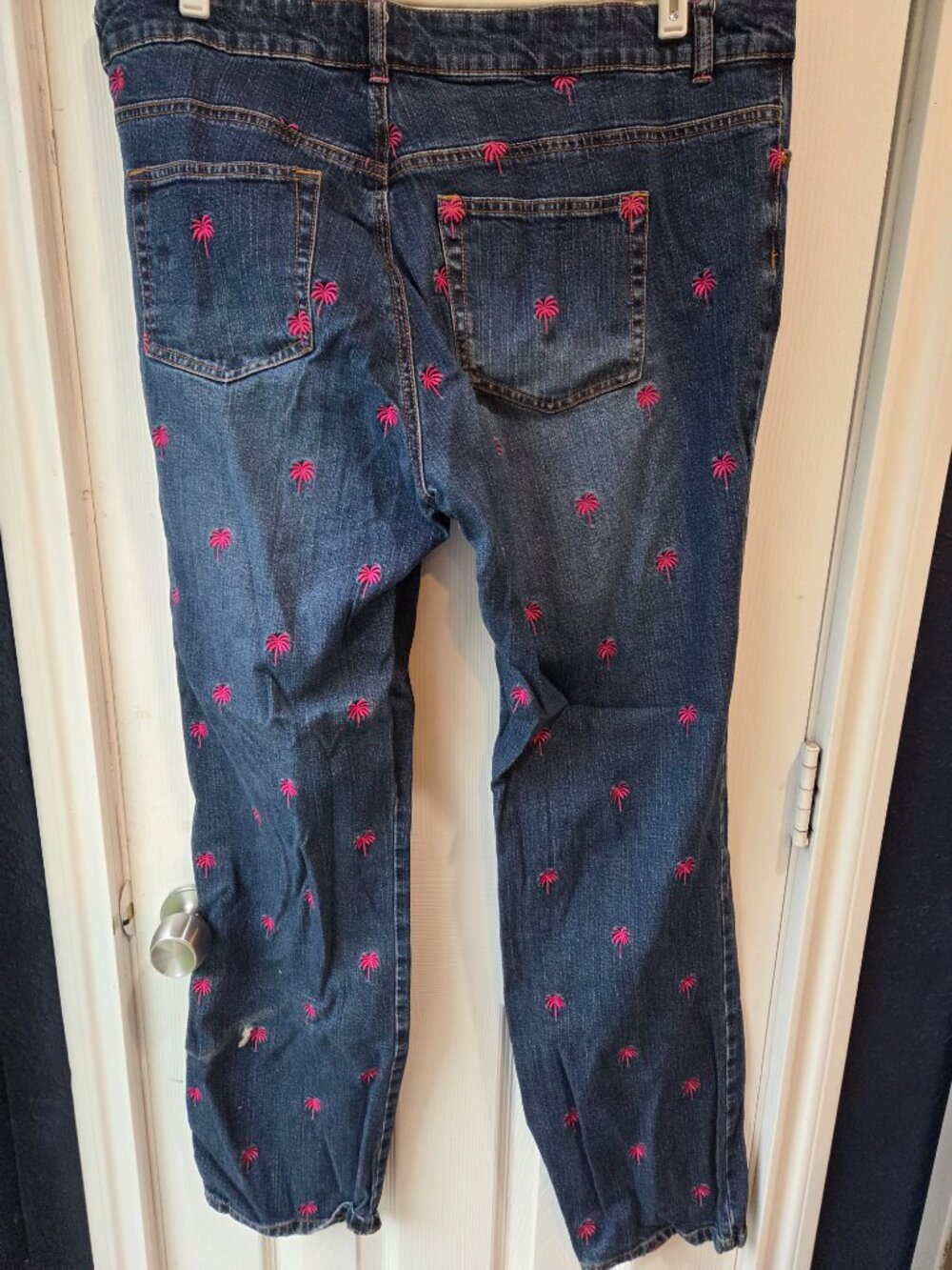 Lilly Pulitzer Women's Jeans Size 16 Embroidered Palm Tree Blue Denim Stretch - Picture 5 of 6